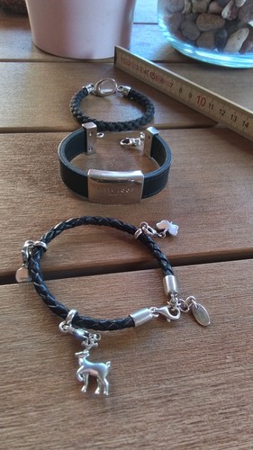 Leder armbänder silber 925 - 3x,